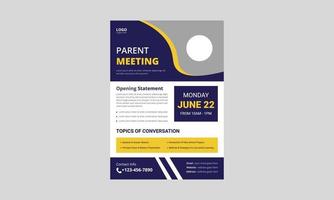 Parent meeting flyer template design. Parent support flyer poster leaflet design. a4 size, flyer, cover, poster, brochure, print-ready vector