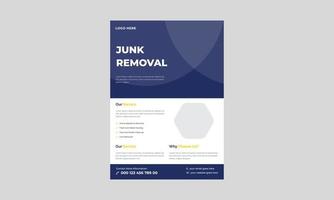 Junk Removal Flyer Template, Yard junk waste removal flyer poster leaflet design, Waste removal poster leaflet template. vector