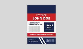 Election flyer template design. Political election flyer design. vote now election poster leaflet design. a4 template, brochure design, cover, flyer, poster, print-ready vector