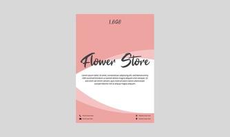 diseño de volante de floristería. folleto de póster de la tienda de venta de flores en color rosa. folleto de la tienda del vendedor de flores, diseño de volante dl vector