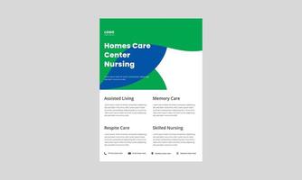 nursing senior care service elder nursing flyer, poster template. senior care service nursing poster, flyer, brochure design. vector