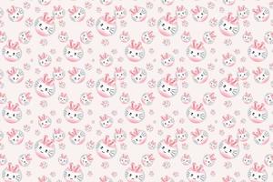 cute pink rabbit cartoon pattern background vector