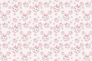 cute pink rabbit cartoon pattern background vector