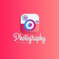 Colorful camera lens logo photography symbol vector