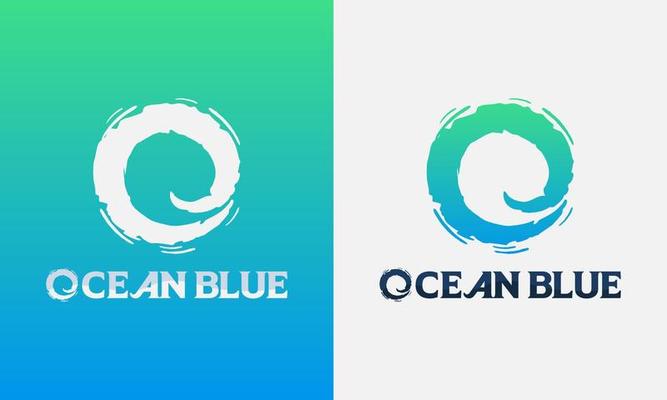 vintage ocean wave logo template