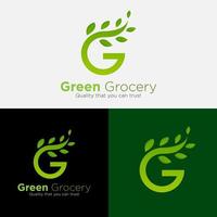 logo initials letter G monogram combined with green leaves vector