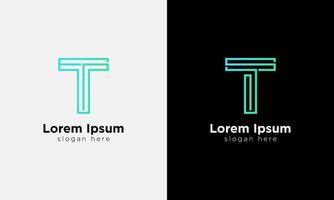 simple t letter logo with line art style vector