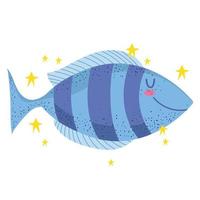 striped fish undersea life vector