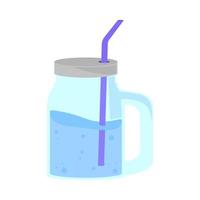 vaso de vidrio con pajita vector