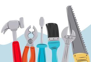 many construction tools vector