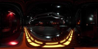 centre de données sombre futuriste vr360 avec métal et lumières video