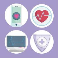 medical heartbeat icons vector