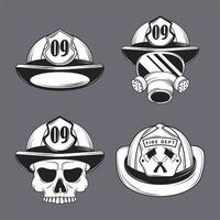 iconos de casco de bombero vector