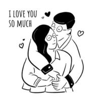 Young couple fell in love and hugging each other vector