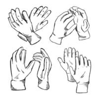 Protective gloves clip art sketch set vector