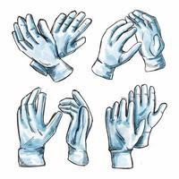 conjunto de imágenes prediseñadas de guantes protectores en estilo marcador vector