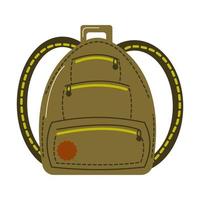 Backpack for hiking and trakking. Camouflage travel bag front view. Flat vector illustration isolated on white background