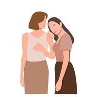 pareja femenina retratos minimalistas abstractos de dos mujeres jóvenes en estilo boho para la impresión de camisetas de diseño, tarjeta de saludo, invitaciones a fiestas de hermandad, derechos de las mujeres vector