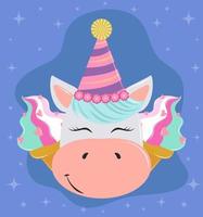 unicorn with party hat vector