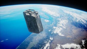 metal vintage and dirty jerrycan on Earth orbit video