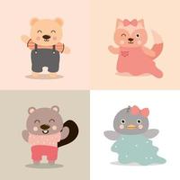 iconos lindos animales vector