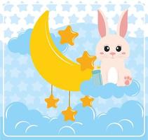 baby bunny and moon vector