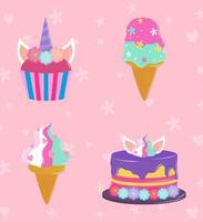 set unicorn party vector