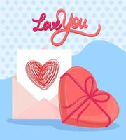 love you letter and gift vector