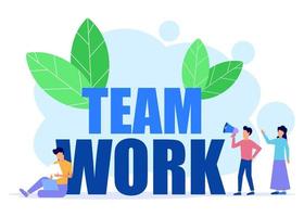 Illustration vector graphic cartoon character of business team work