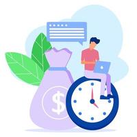 Illustration vector graphic cartoon character of time is money