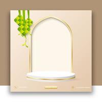 3d ramadan kareem background with podium vector