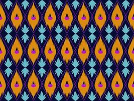 Ethnic boho pattern with geometric in bright colors. Design for carpet, wallpaper, clothing, wrapping, batik, fabric, Vector illustration embroidery style in Ethnic themes.