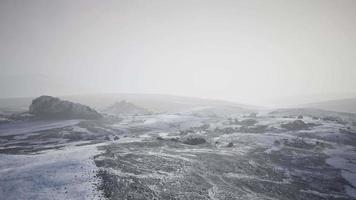 montañas antárticas con nieve en la niebla video
