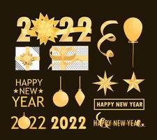 set of happy new year 2022 vector