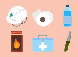 disaster kit icons vector