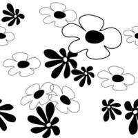 white flower pattern seamless black on a white background. vector