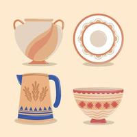 vases and dish vector