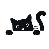 Illustration of a cute black cat peeking out from table vector