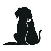 Silhouette of a dog and a cat on a white background vector