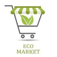 ilustración del logotipo del mercado ecológico sobre fondo blanco vector