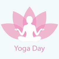 yoga para mujeres en el fondo de la flor de loto rosa vector