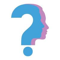 Man and woman head with question mark vector