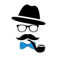 Gentleman with glasses and a smoking pipe vector
