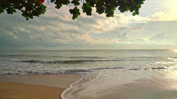 bellissima e deserta spiaggia mare all'alba o al tramonto video