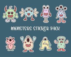 Set of stickers monsters vector