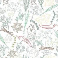 Spices, herbs and greenery seamless pattern vector