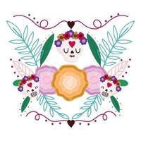 mexican skulls and flowers vector