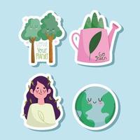 ecology conscience stickers vector