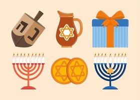 conjunto de iconos de hanukkah vector