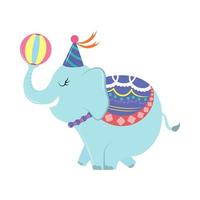 elefante de circo y pelota
